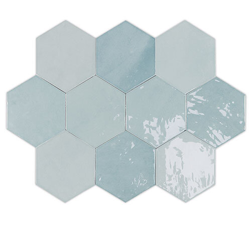 Zellige Hexa Aqua (122081) 10,8х12,4 Глазурованная керамическая плитка