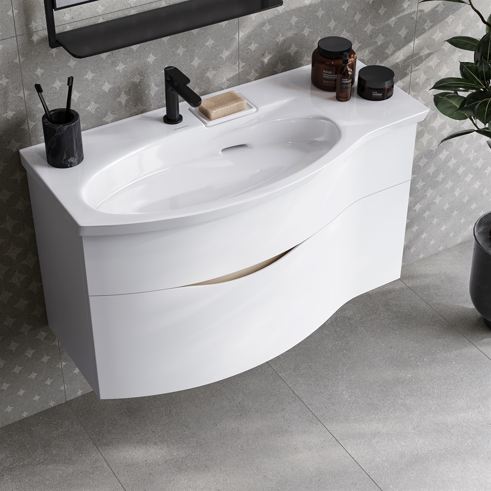 RV.100Lh/WHT.M Тумба Riva/Рива 100 см левая, белая матовая